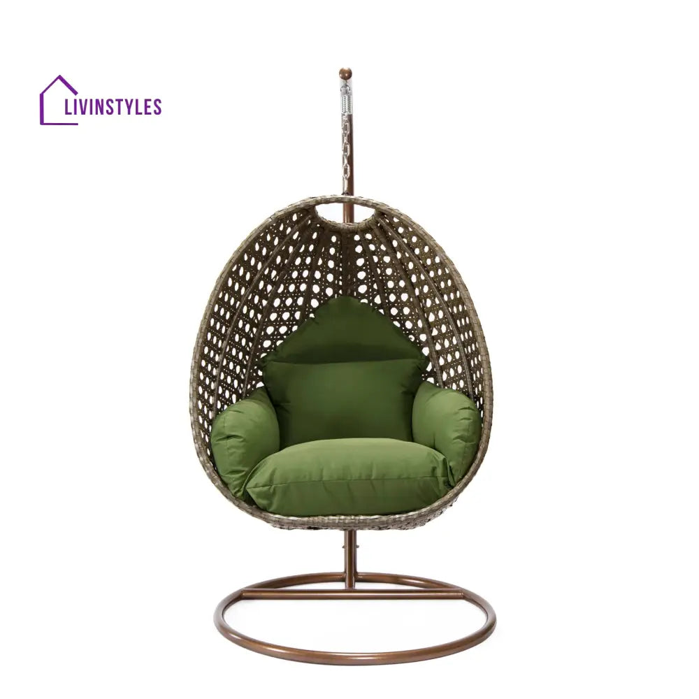 Marcello Single Seater Hanging Swing With Stand For Balcony Garden (Brown) - Swings