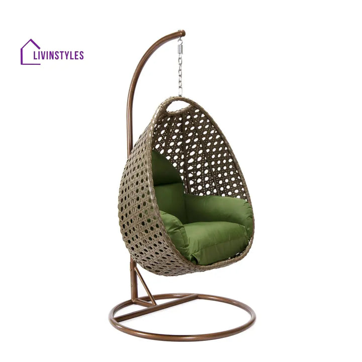 Marcello Single Seater Hanging Swing With Stand For Balcony Garden (Brown) - Swings
