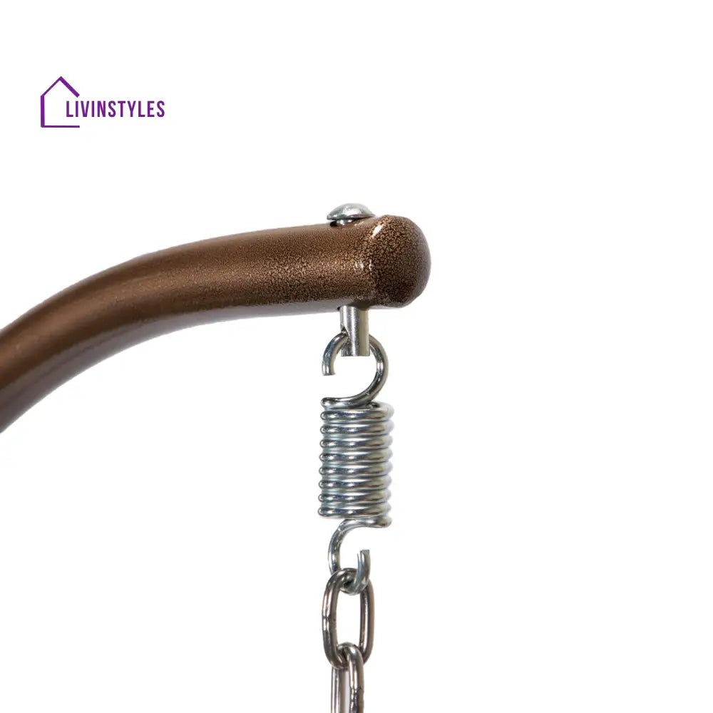 Marcello Single Seater Hanging Swing With Stand For Balcony Garden (Brown) - Swings