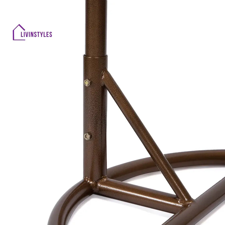 Marcello Single Seater Hanging Swing With Stand For Balcony Garden (Brown) - Swings