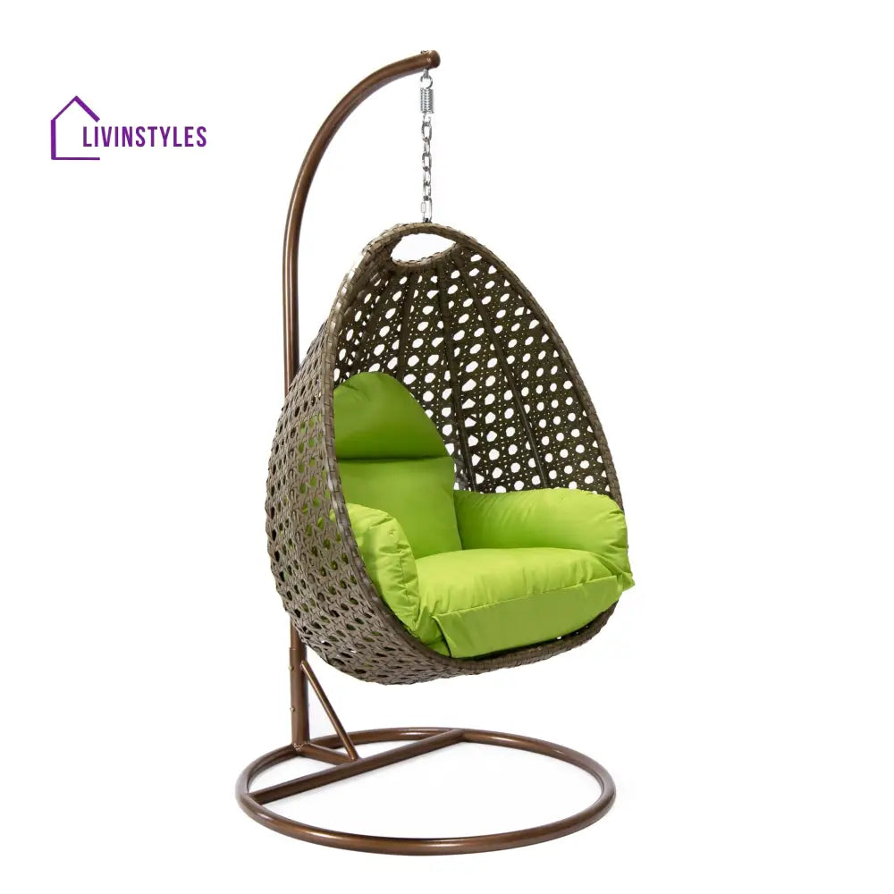 Marcello Single Seater Hanging Swing With Stand For Balcony Garden (Brown) - Swings