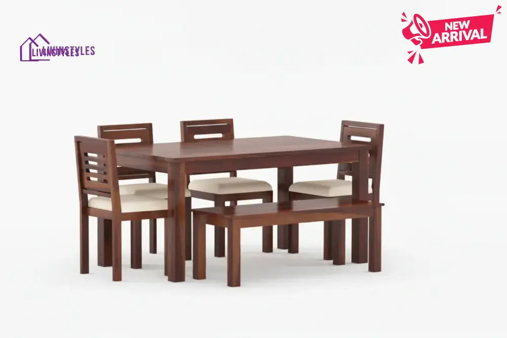 Daria 6 Seater Dining Set with Cushion Top Chairs and Bench