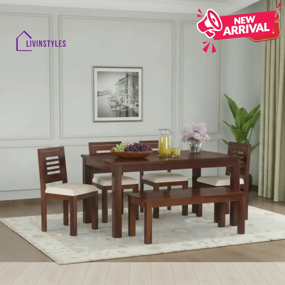 Daria 6 Seater Dining Set with Cushion Top Chairs and Bench
