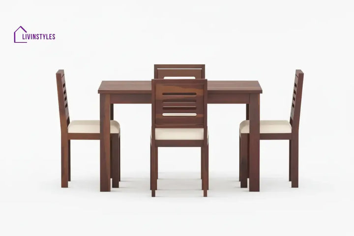 Daria Sheesham Wood 4 Seater Dining Sets With Cushion Top Chairs
