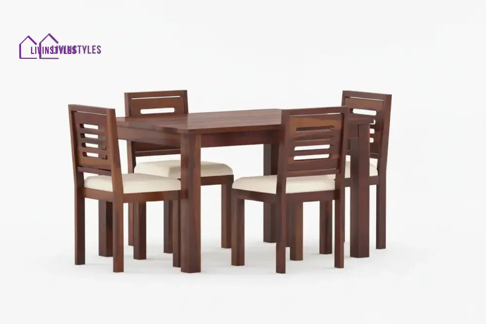 Daria Sheesham Wood 4 Seater Dining Sets With Cushion Top Chairs
