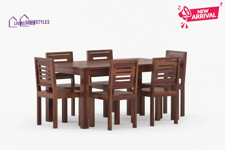 Daria Sheesham wood 6 Seater Dining Set without cushion Top chair