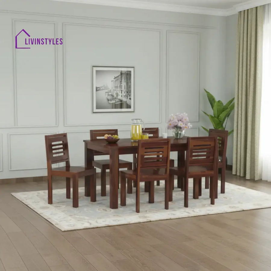 Daria Sheesham wood 6 Seater Dining Set without cushion Top chair