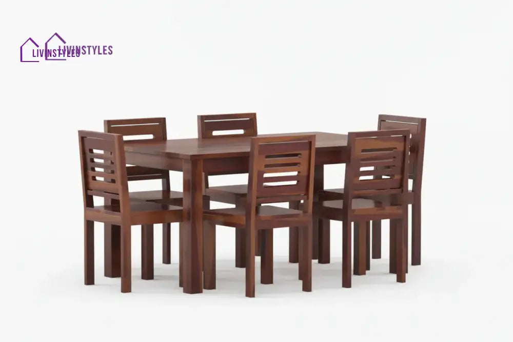 Daria Sheesham wood 6 Seater Dining Set without cushion Top chair