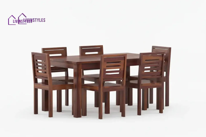 Daria Sheesham wood 6 Seater Dining Set without cushion Top chair