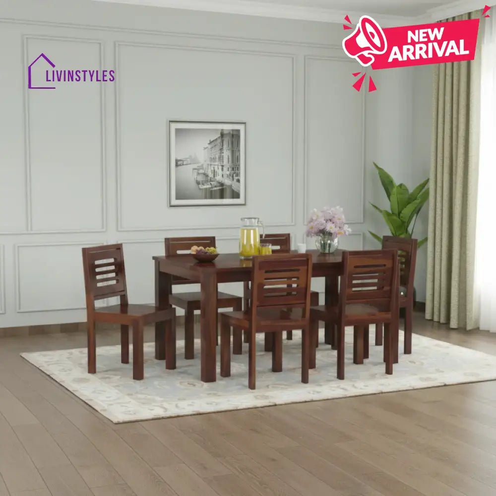 Daria Sheesham wood 6 Seater Dining Set without cushion Top chair