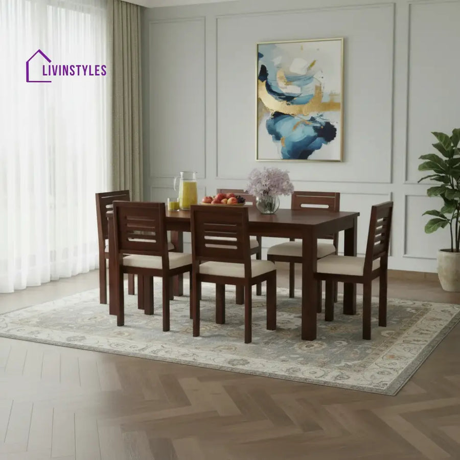 Daria Sheesham Wood 6 Seater Dining Sets With Cushion Top Chair