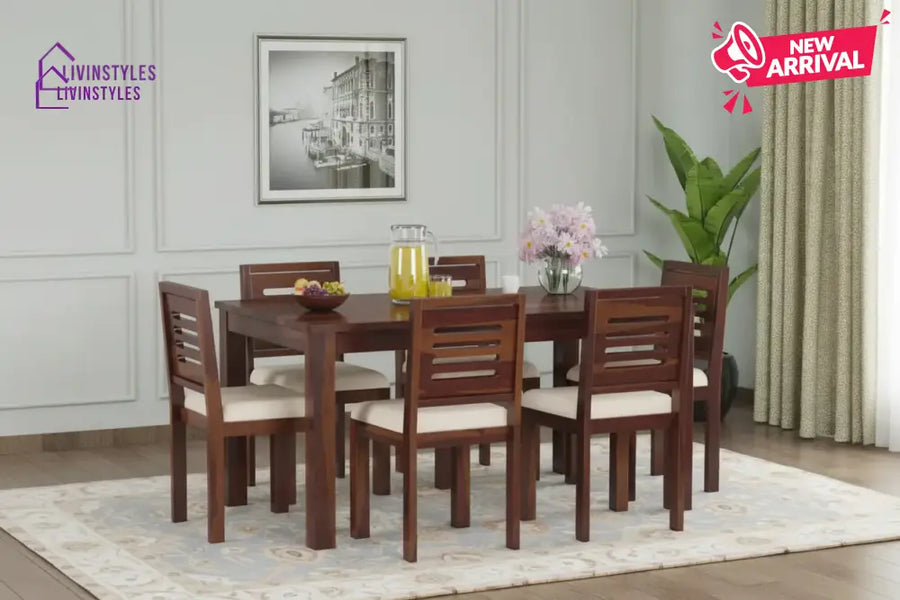 Daria Sheesham Wood 6 Seater Dining Sets With Cushion Top Chair