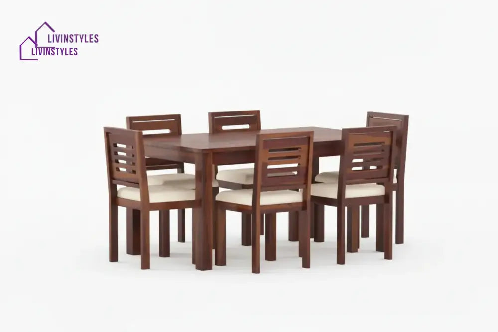 Daria Sheesham Wood 6 Seater Dining Sets With Cushion Top Chair