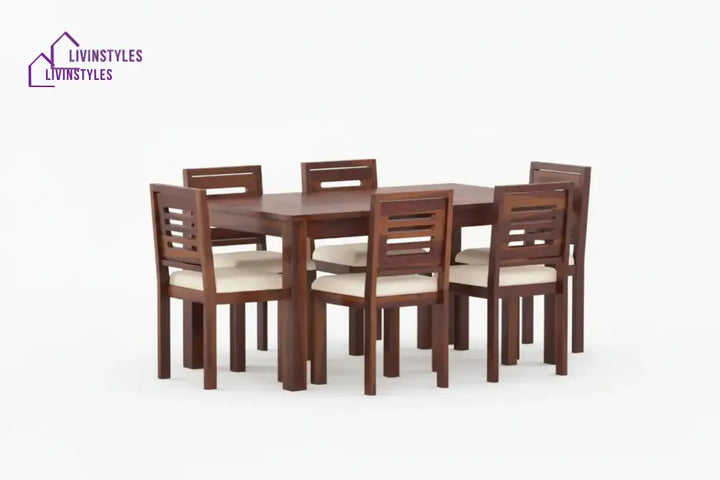 Daria Sheesham Wood 6 Seater Dining Sets With Cushion Top Chair