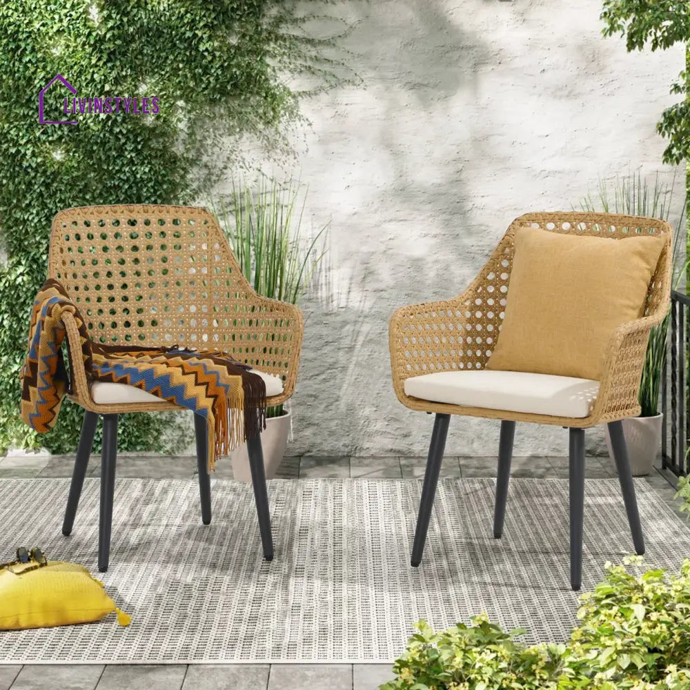Mardi Outdoor Patio Seating Set 2 Chairs Set (Gold) - Coffee Table Sets