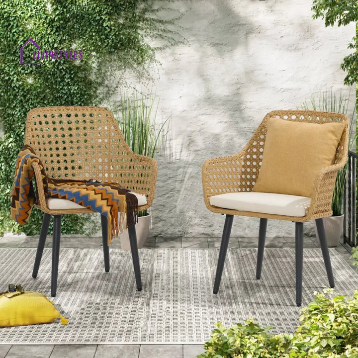 Mardi Outdoor Patio Seating Set 2 Chairs Set (Gold) - Coffee Table Sets