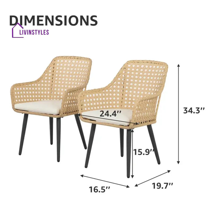 Mardi Outdoor Patio Seating Set 2 Chairs Set (Gold) - Coffee Table Sets