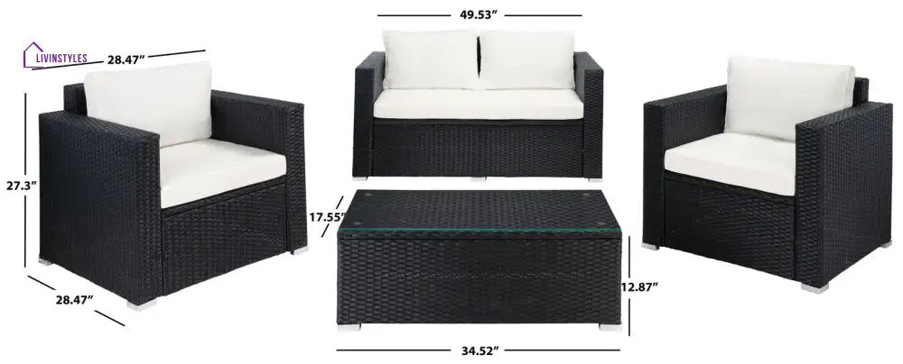 Mardula Outdoor Sofa Set 2 Seater | Single Seater And 1 Center Table (White) Sets