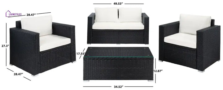 Mardula Outdoor Sofa Set 2 Seater | Single Seater And 1 Center Table (White) Sets