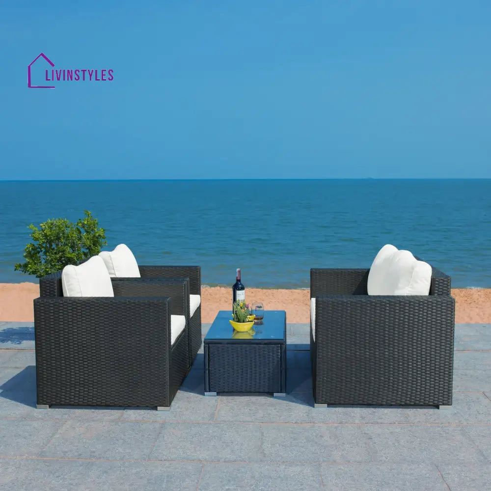 Mardula Outdoor Sofa Set 2 Seater | Single Seater And 1 Center Table (White) Sets