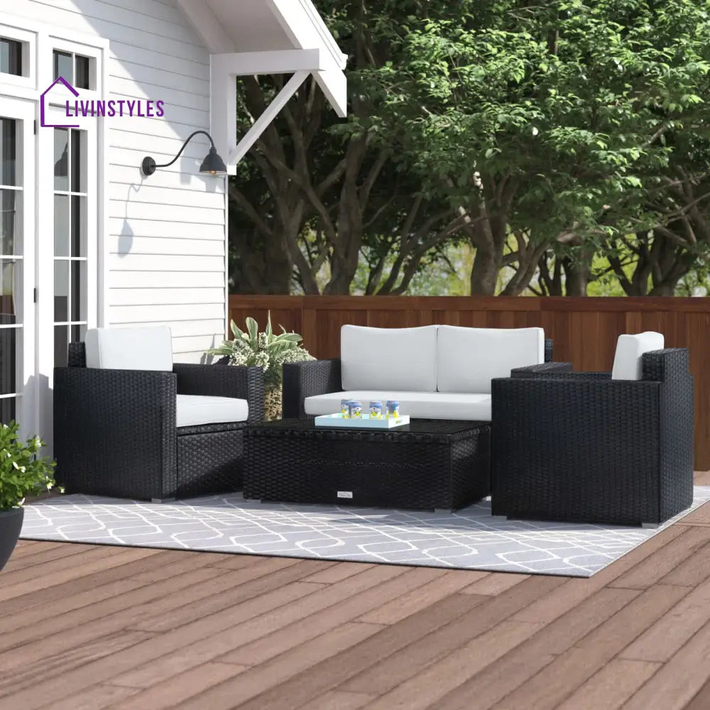 Mardula Outdoor Sofa Set 2 Seater | Single Seater And 1 Center Table (White) Sets