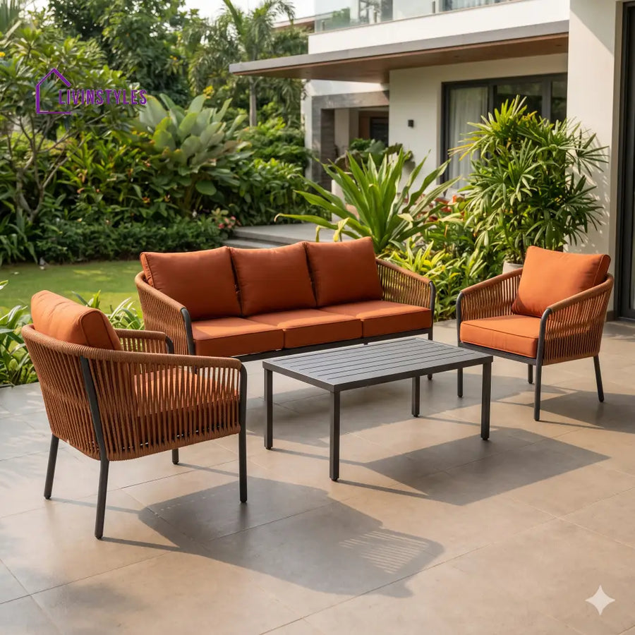 Marek Premium MS Frame with Powder Coated Outdoor Sofa Set with Weather Proof Fabric