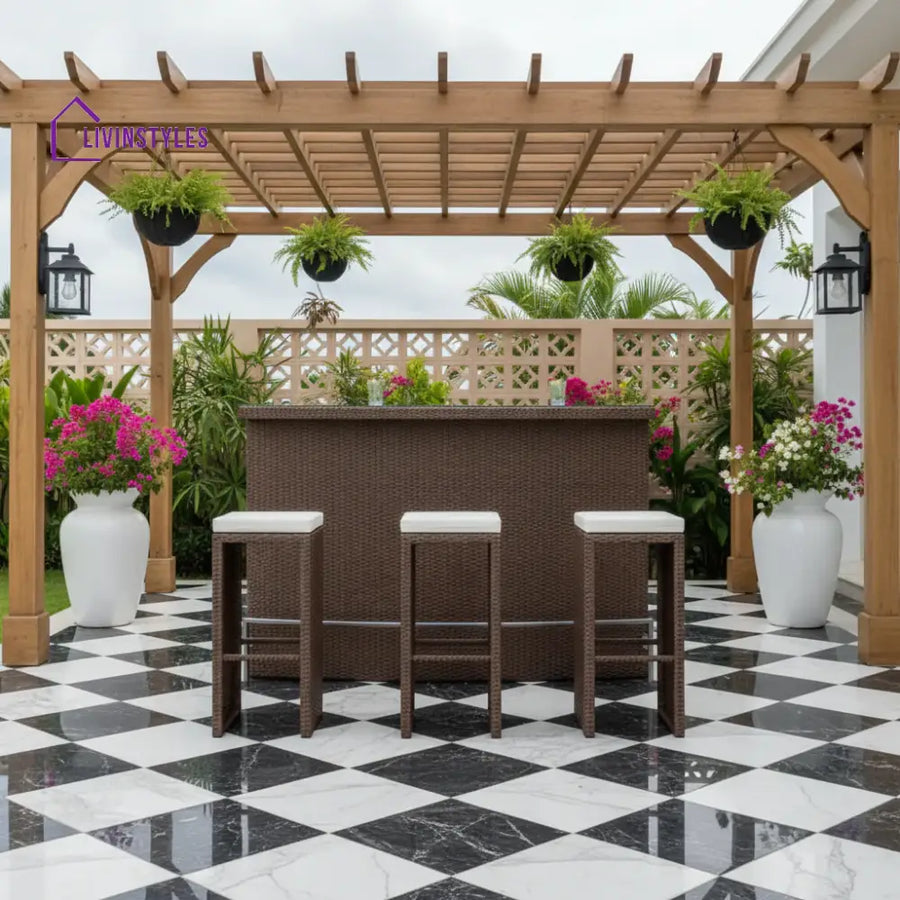 Maren 3-Seater Outdoor Rattan Wicker Bar Set - Bar Set