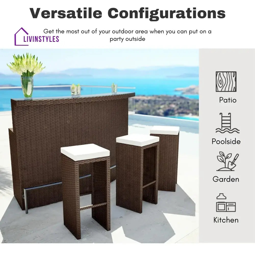 Maren 3-Seater Outdoor Rattan Wicker Bar Set - Bar Set