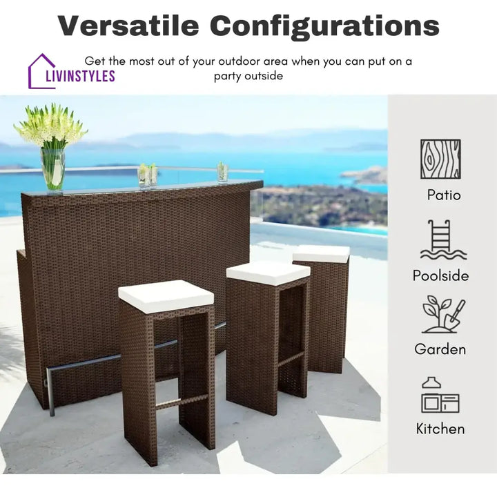 Maren 3-Seater Outdoor Rattan Wicker Bar Set - Bar Set