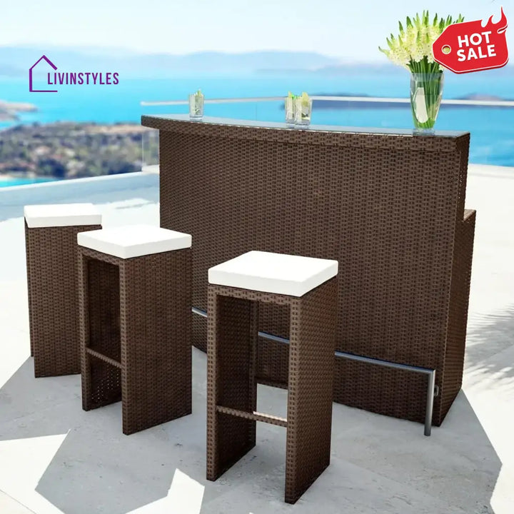 Maren 3-Seater Outdoor Rattan Wicker Bar Set - Bar Set