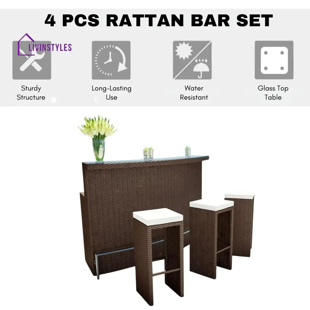 Maren 3-Seater Outdoor Rattan Wicker Bar Set - Bar Set