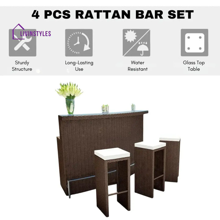 Maren 3-Seater Outdoor Rattan Wicker Bar Set - Bar Set