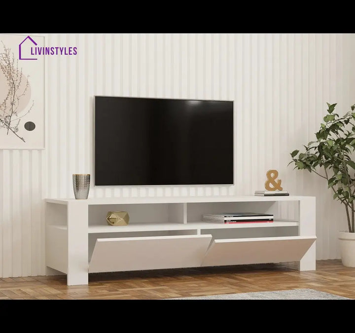 Margaret White Finish Tv Unit Stand for Living Room