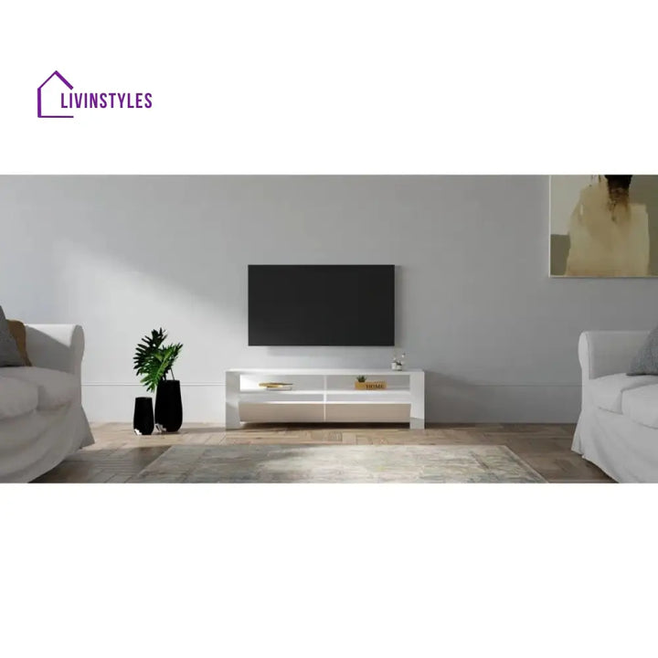 Margaret White Finish Tv Unit Stand for Living Room