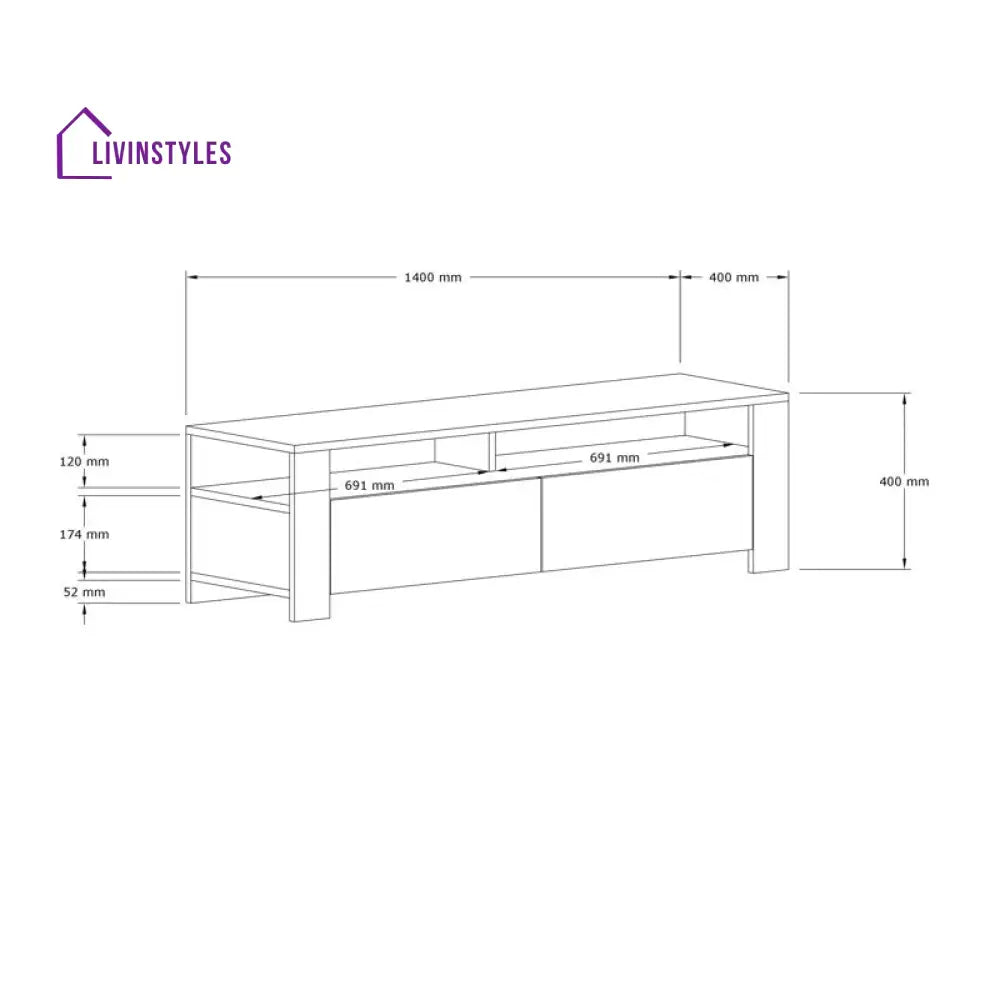 Margaret White Finish Tv Unit Stand for Living Room
