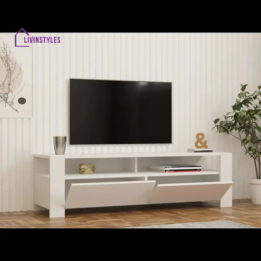 Margaret White Finish Tv Unit Stand for Living Room