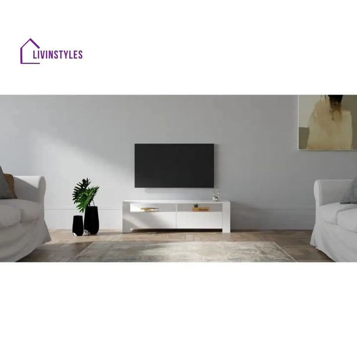Margaret White Finish Tv Unit Stand for Living Room