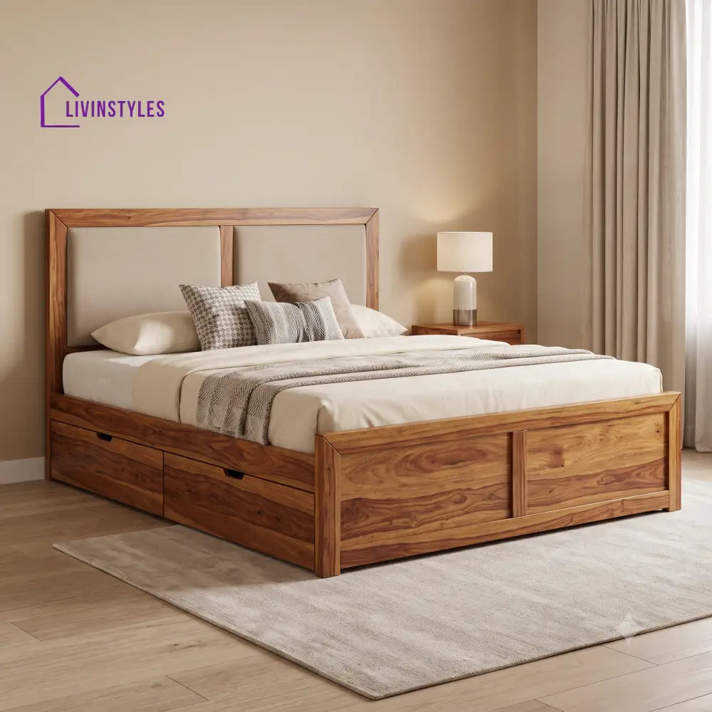 Margot Premium Wooden Bed with Drawer Storage | King Size Bed & Queen Size Bed Online