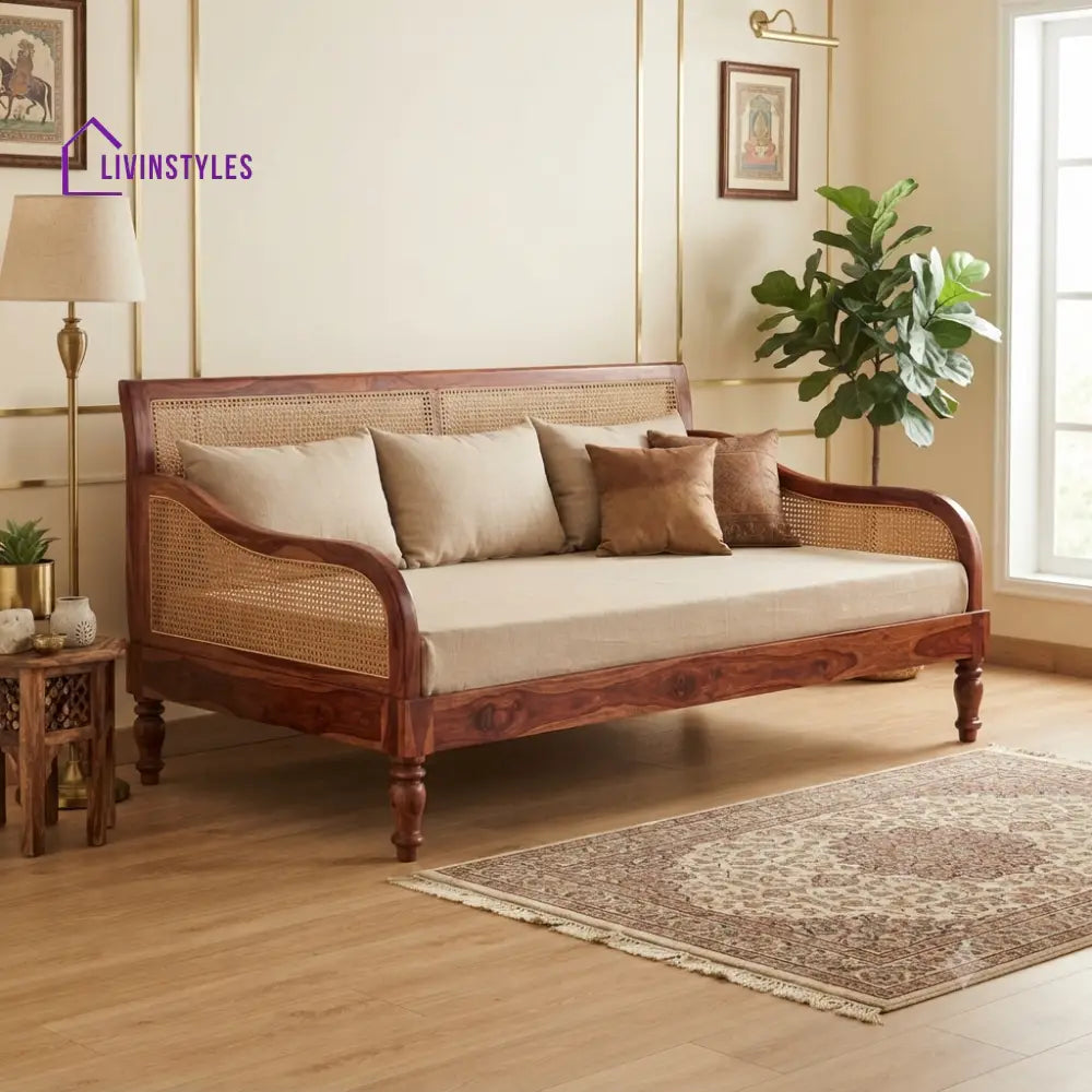 Margot Wooden Divan Bed for Living Room | Solid Sheesham Wood