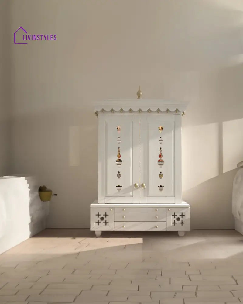 Maria Large Wooden Pooja Mandir for Home | Handcrafted Home Temple