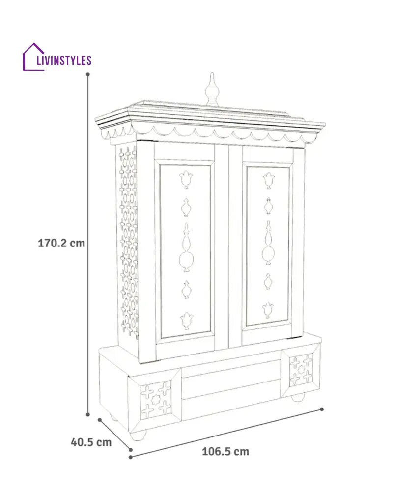 Maria Large Wooden Pooja Mandir for Home | Handcrafted Home Temple