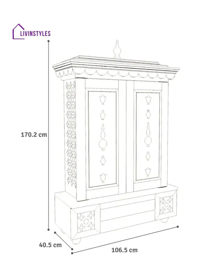 Maria Large Wooden Pooja Mandir for Home | Handcrafted Home Temple