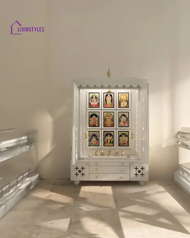 Maria Large Wooden Pooja Mandir for Home | Handcrafted Home Temple