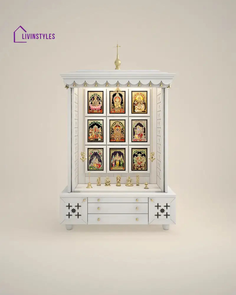 Maria Large Wooden Pooja Mandir for Home | Handcrafted Home Temple