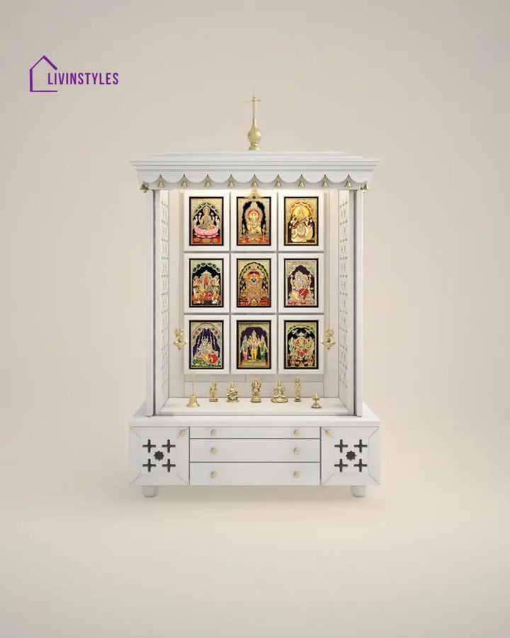 Maria Large Wooden Pooja Mandir for Home | Handcrafted Home Temple