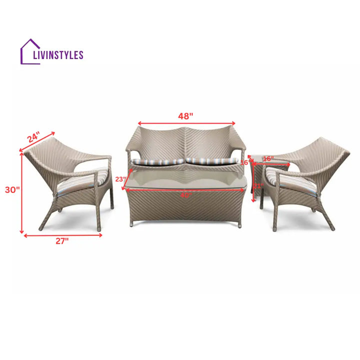 María Outdoor Sofa Set 2 Seater 2 Single seater and 1 Center Table (Beige) - Sofa Sets