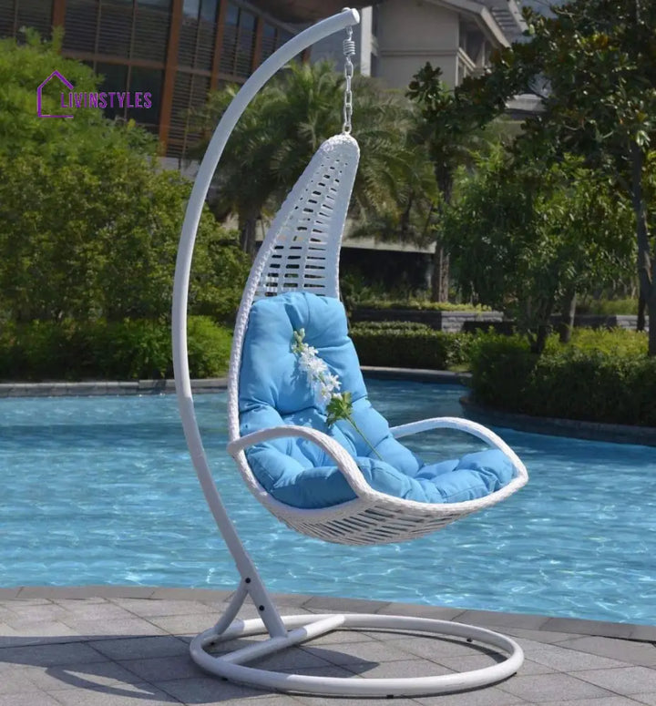 Maria Single Seater Hanging Swing With Stand For Balcony | Garden (White) Swings