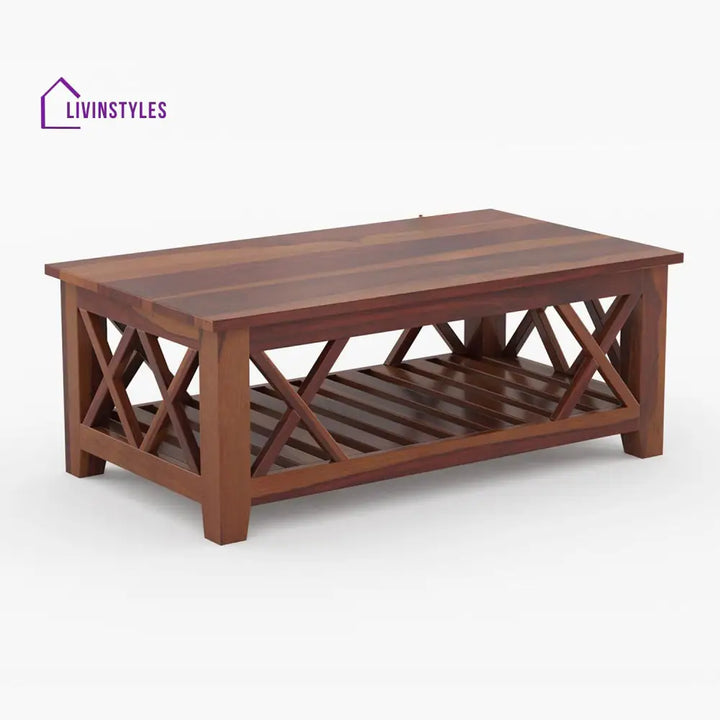 Maria Solid Wood Rectangle Coffee Table For Living Room