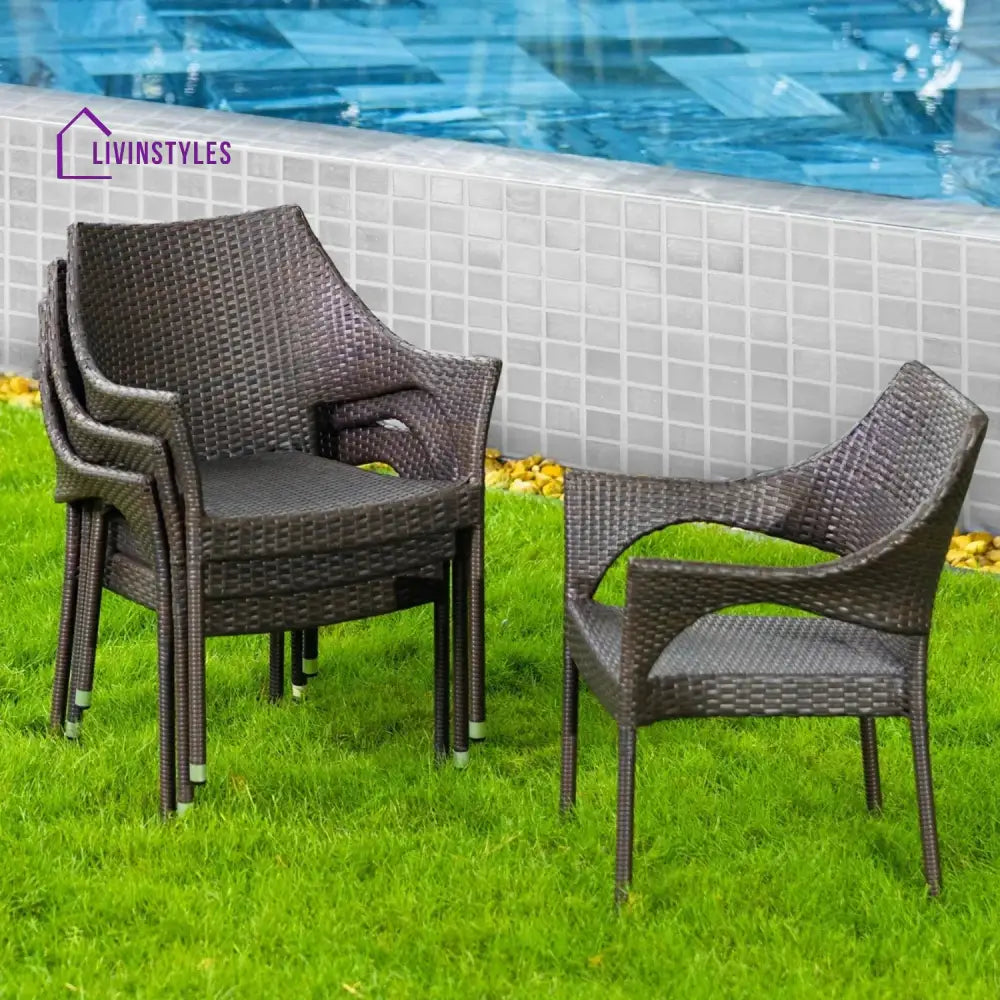 Mariama Outdoor Rattan Wicker Patio Dining Chairs - Dinning Chairs