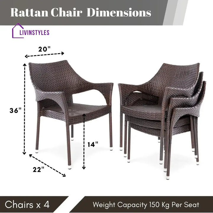 Mariama Outdoor Rattan Wicker Patio Dining Chairs - Dinning Chairs